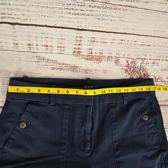 J.Crew Womens Sydney Wide Leg Capri Pant 14 Navy Blue Bi-Stretch Cotton Pockets - Picture 10 of 13